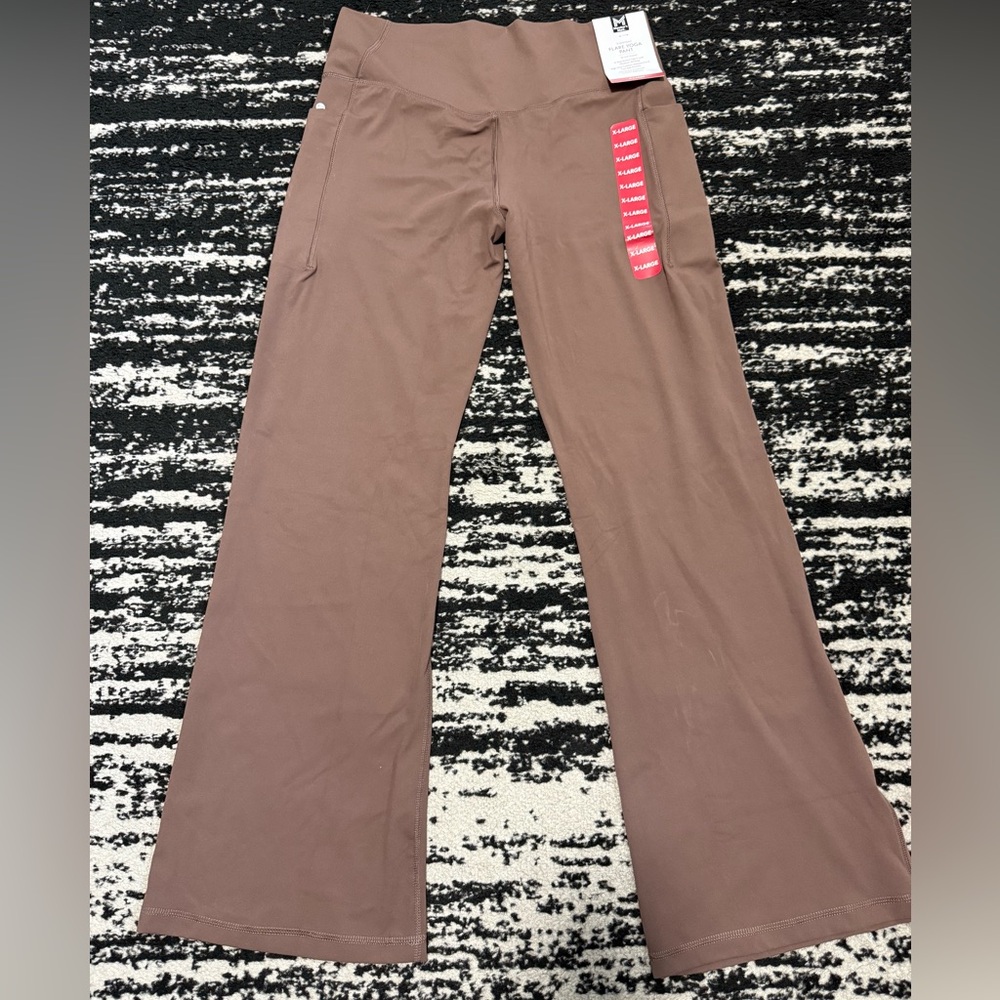 New Brown Stretchy Leggings with Flared Design